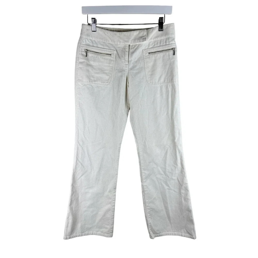 Ann Taylor LOFT White Corduroy Bootcut Wide Leg Pants Women’s Size 2